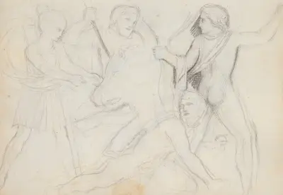 Jakten på det kalydonska vildsvinet, Meleagros-sarkofagen, Vatikanen, Rom av John Flaxman
