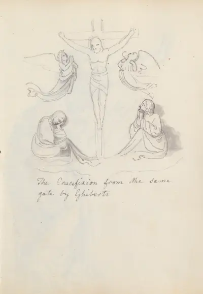 Korsfästelsen, från Lorenzo Ghibertis dopfuntdörrar, Florens av John Flaxman