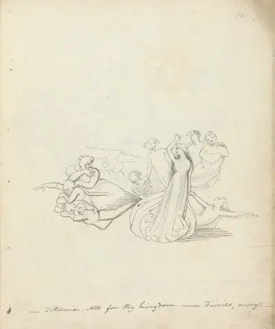 Titania. Not for thy Kingdom.–Fairies, away;— av John Flaxman