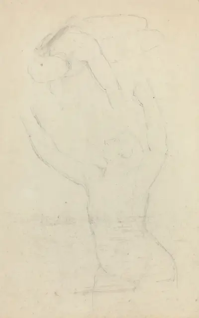 Två svävande figurer som sträcker sig mot varandra av John Flaxman