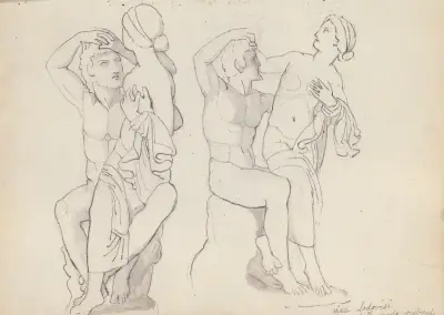 Two Studies of The Seated Satyr and Nymph, Villa Ludovisi, Rome av John Flaxman