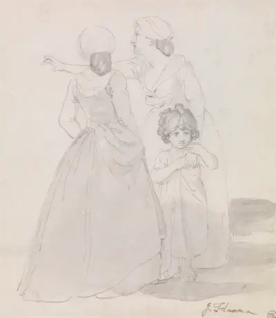 Två kvinnor och ett barn av John Flaxman