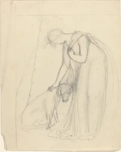 Kvinna som klappar en hund av John Flaxman