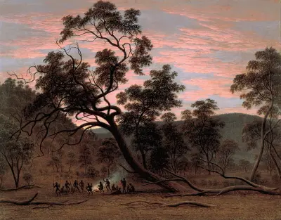 A corroboree of natives in Mills Plains av John Glover