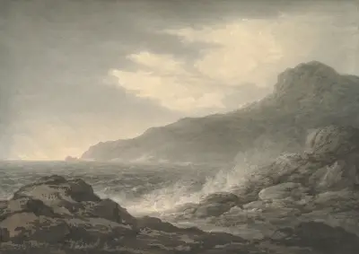 Karg kust och lätt storm av John Glover