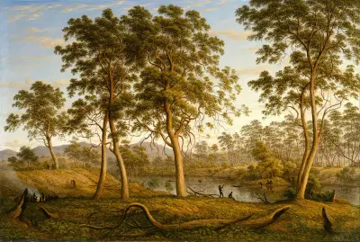 Natives on the Ouse River, Van Diemen’s Land av John Glover