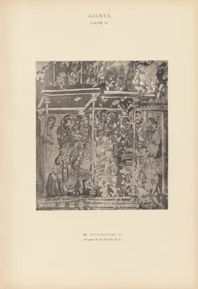 Målningarna i de buddhistiska grottemplen i Ajantâ, Khandesh, Indien, plansch 028 av John Griffiths