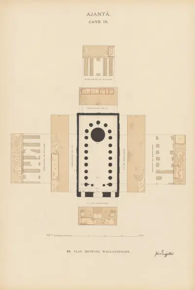 Målningarna i de buddhistiska grottemplen i Ajantâ, Khandesh, Indien, pl. 035 av John Griffiths