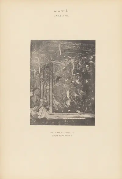 Målningarna i de buddhistiska grottemplen i Ajantâ, Khandesh, Indien, plansch 083 av John Griffiths