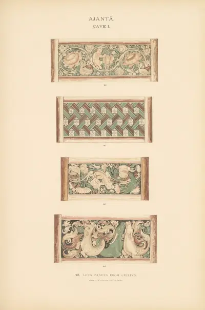 Målningarna i de buddhistiska grottemplen i Ajantâ, Khandesh, Indien, plansch 097 av John Griffiths