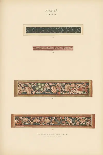 Die Wandmalereien in den buddhistischen Höhlentempeln von Ajanta, Khandesh, Indien, Tafel 129 von John Griffiths