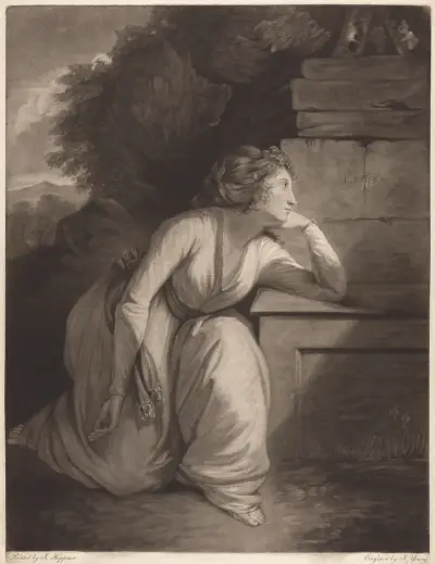 Clara at the tomb of Eloisa av John Hoppner