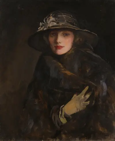 A Lady In Brown, 1920 av Sir John Lavery