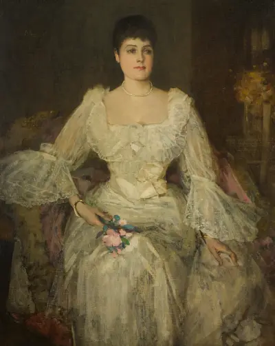 A lady in white (A portrait of Lady Lyle) av Sir John Lavery