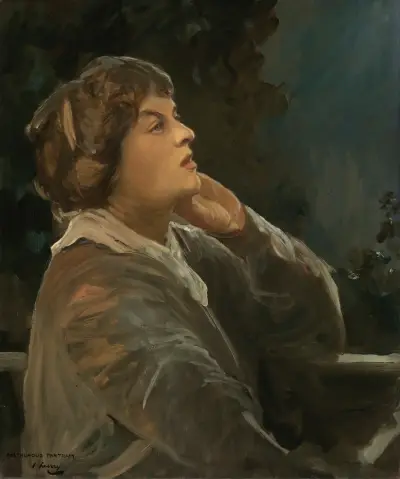Porträtt av Dora Sigerson (Mrs Shorter) (c.1870–1918), poet av Sir John Lavery