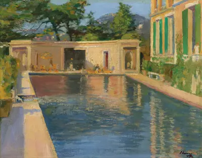 Swimming Pool, Southern France av Sir John Lavery