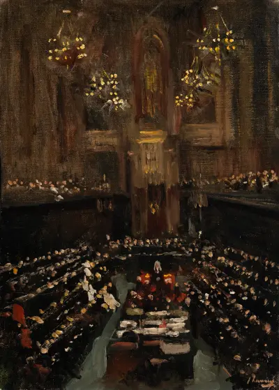 Ratificeringen av det irländska fördraget i engelska överhuset, 1921 av Sir John Lavery