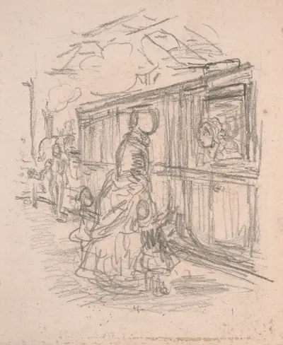 Boarding a Train av John Leech