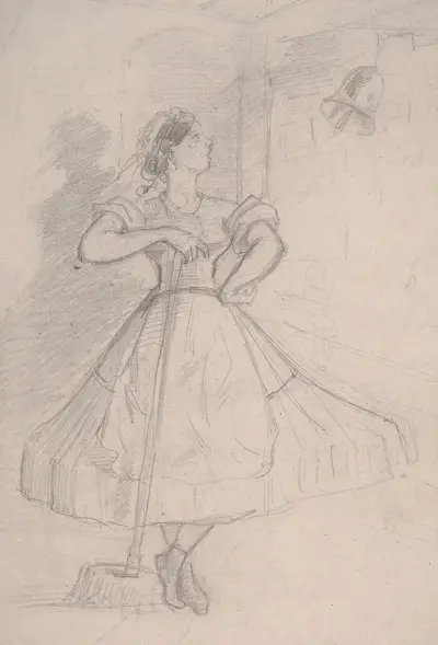 Maid with a Mop av John Leech