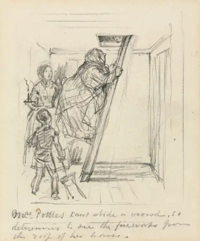 “Mrs. Pottles can’t abide a Crowd” av John Leech