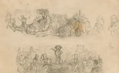 Sketches of Gog and Magog Julian in Punch’s theatrical portraits av John Leech