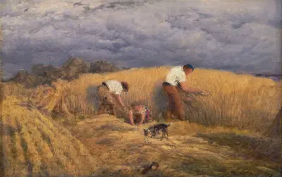 A Finished Study For ‘reaping’ av John Linnell