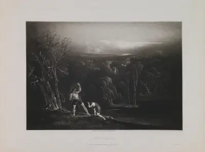 Adam Reproving Eve (Book 10, Line 863) av John Martin