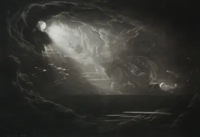 Paradise Lost; The Creation of Light av John Martin