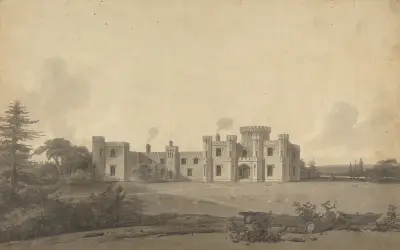 Design for Knepp Castle, Sussex: Perspective av John Nash