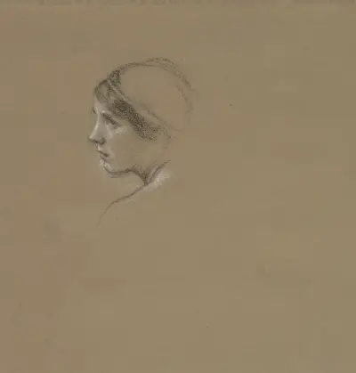 Kopfstudie einer jungen Frau – Nr. 2 von Edward John Poynter
