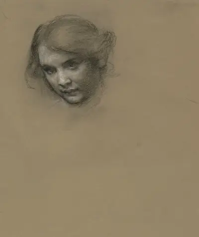 Huvudstudie av ung kvinna av Edward John Poynter