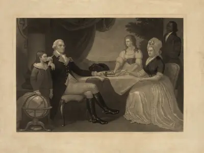 George Washington Parke Custis, George Washington, Eleanor Parke Custis, Martha Washington, William Lee av John Sartain