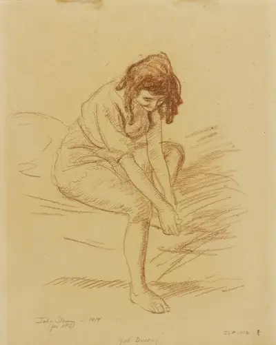 Girl Dressing av John Sloan