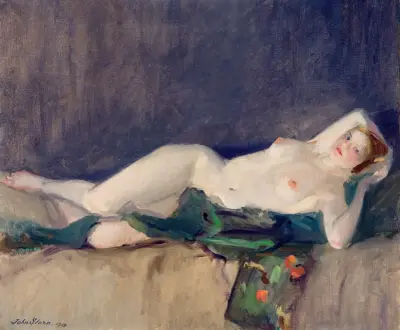 Nude, Green Scarf av John Sloan
