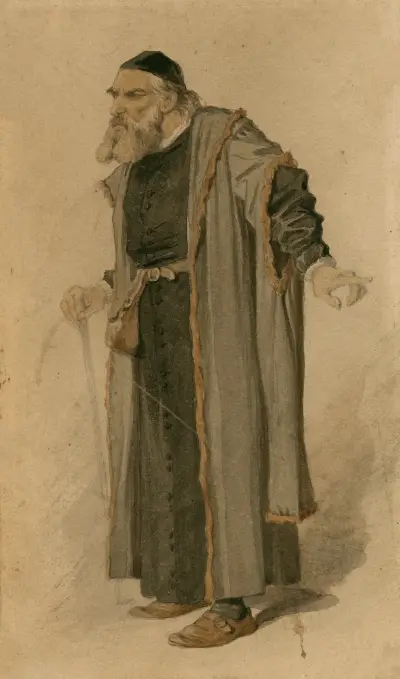 Kostymdesign för Köpmannen i Venedig, Shylock av Sir John Tenniel