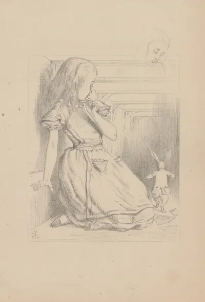 Drawing of the Rabbit Scurried av Sir John Tenniel