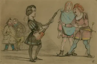 Hamlet act 3rd, scene 2d ; Hamlet, Rosencrants & Guildenstern av Sir John Tenniel
