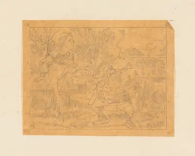 Tracing of Father William balancing an eel on the end of his nose av Sir John Tenniel