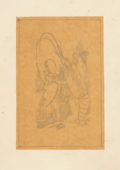 Tracing of the Lobster primping before a mirror av Sir John Tenniel