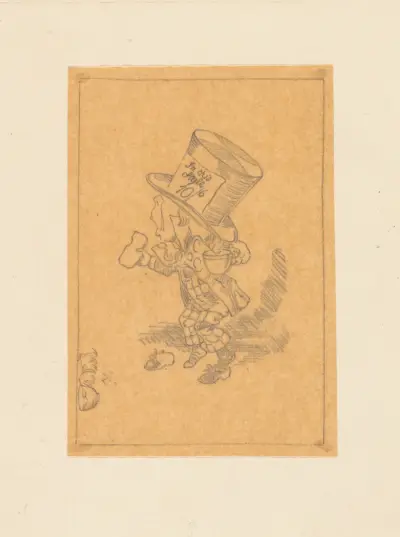 Tracing of the Mad Hatter arrives hastily in court to testify av Sir John Tenniel