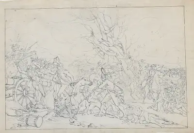 Death of General Mercer [Sketch for The Battle of Princeton], 1786 – nr 2 av John Trumbull