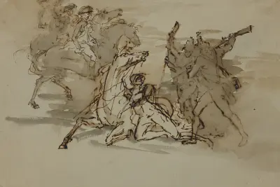 Smrt generála Mercera [Skica k Bitvě u Princetonu], 1786 – Nr. 1, John Trumbull