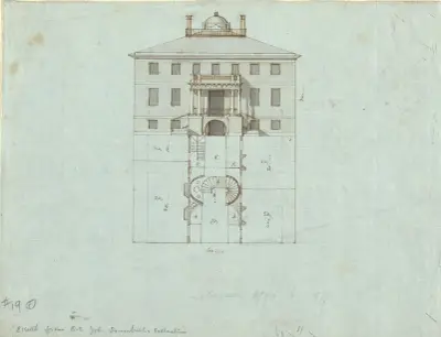 Elevation and plan for interior of large house von John Trumbull