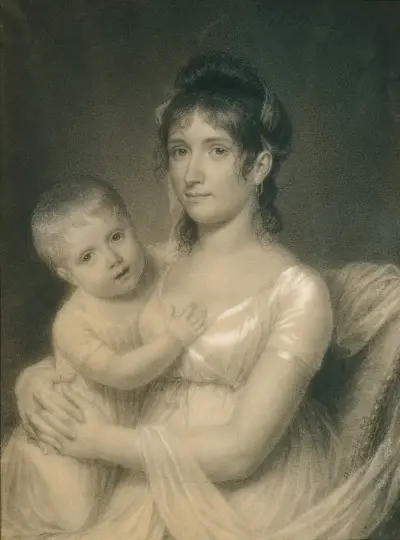 Mrs. Daniel Strobel, Jr. (Anna Church Strobel) and Her Son, George av John Vanderlyn