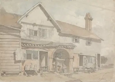 Bondgård med brunn av John Varley
