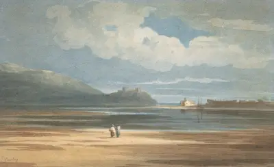 Harlech Castle across the Traeth Mawr av John Varley