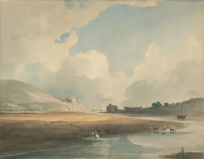 Harlech Castle and Twgwyn Ferry av John Varley