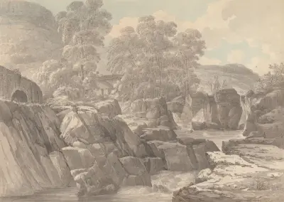 Pont-y-Pair on the River Llugwy near Betws-y-Coed, Denbigh av John Webber