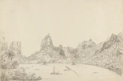 View of the Harbour of Taloo in the Island of Eimeo av John Webber