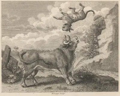 Fabel IX. Tjuren och mastiffen av John Wootton